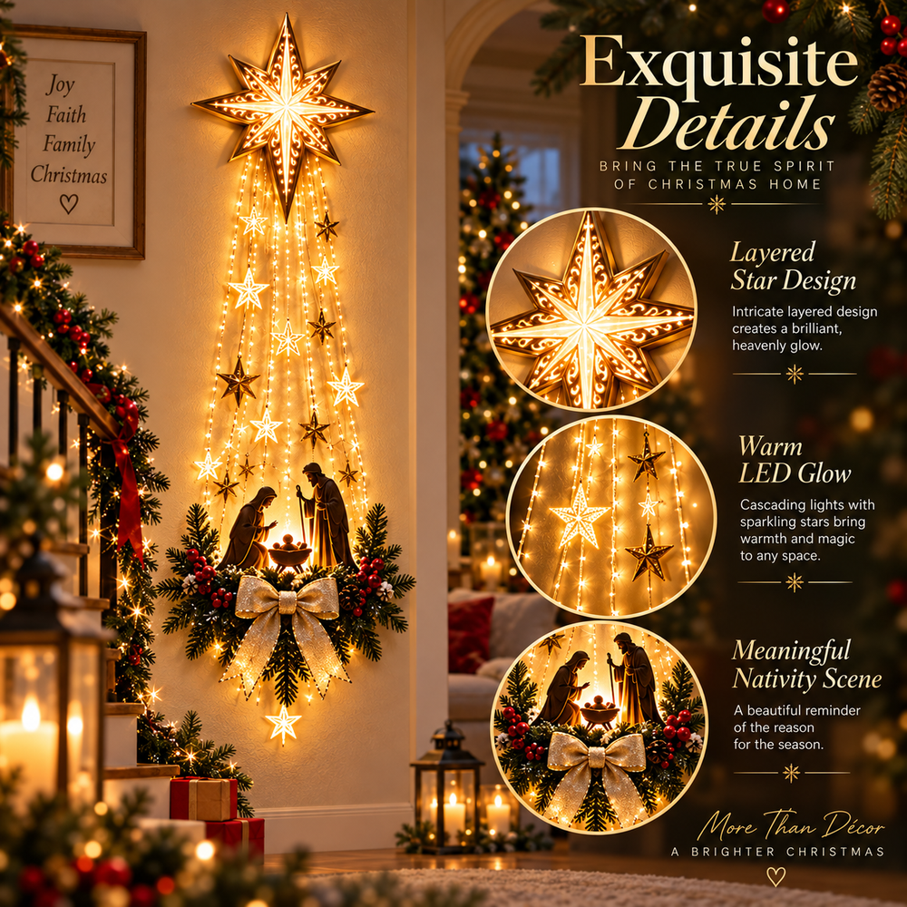 ✨ Last Day – 50% OFF! ✝️ Bethlehem Star of Faith – Lighted Nativity Wall Decor