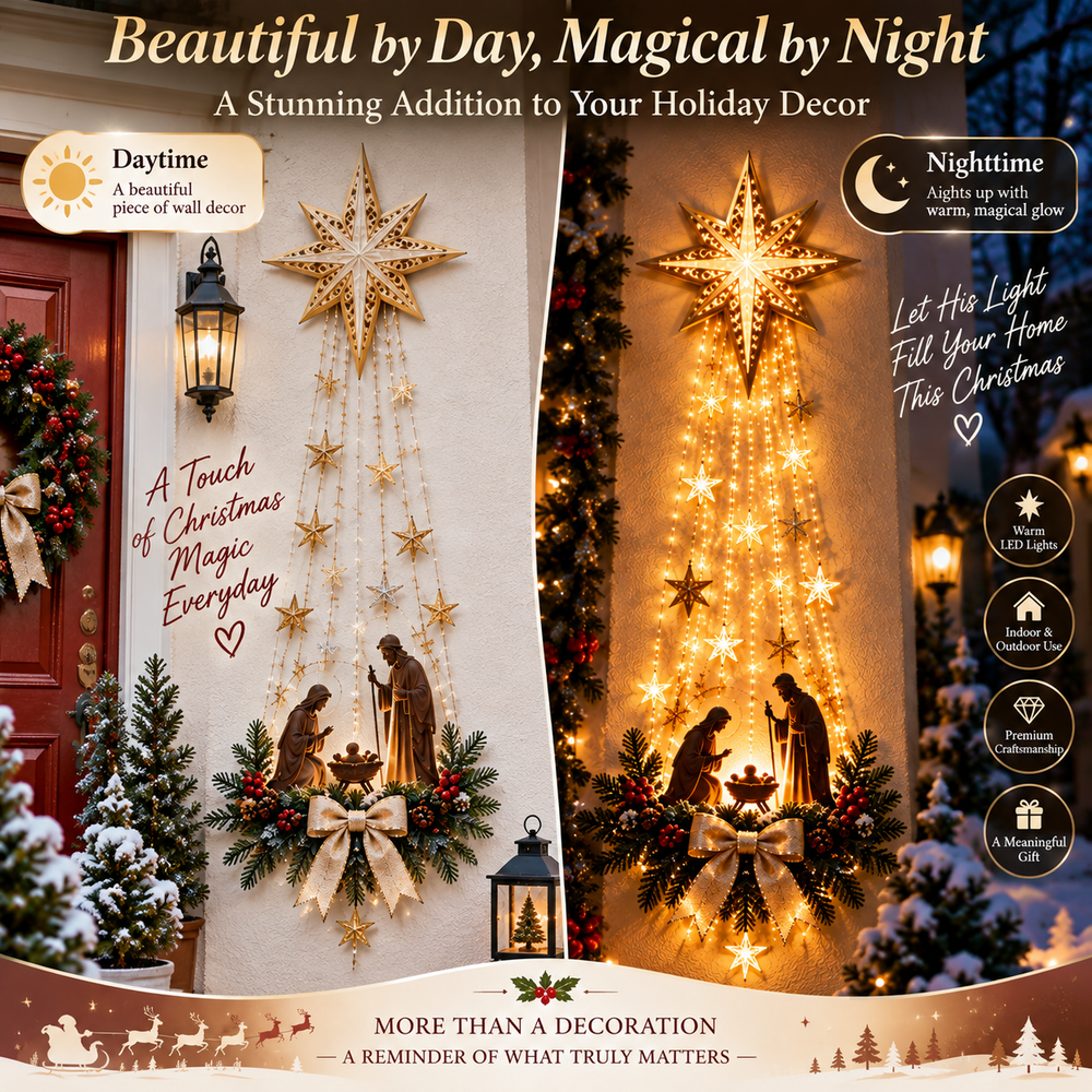 ✨ Last Day – 50% OFF! ✝️ Bethlehem Star of Faith – Lighted Nativity Wall Decor