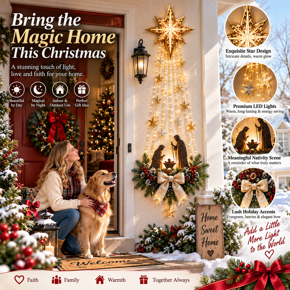 ✨ Last Day – 50% OFF! ✝️ Bethlehem Star of Faith – Lighted Nativity Wall Decor